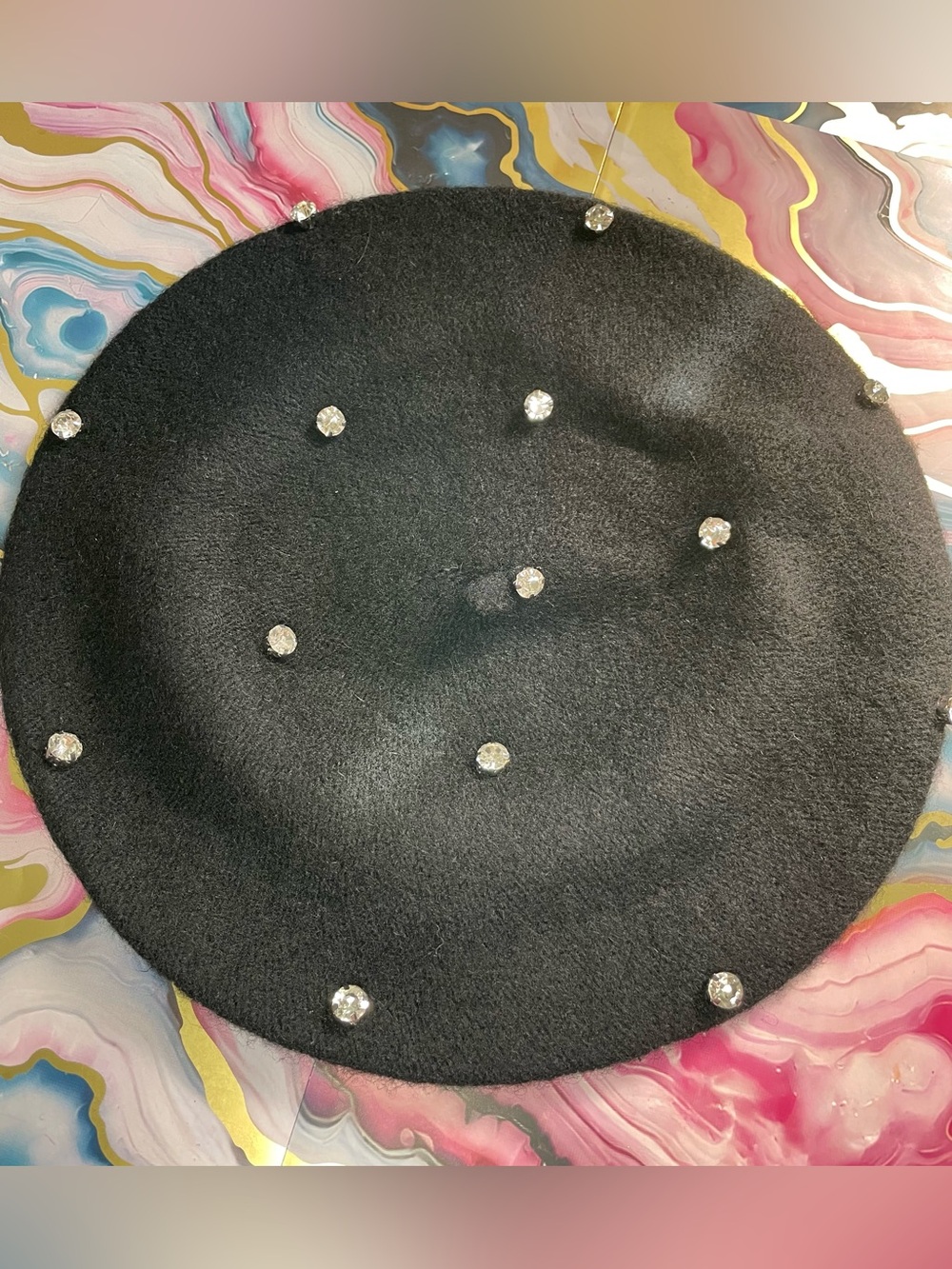 Black Rhinestone Beret - Women's Fashion Hat 🖤 NWOT